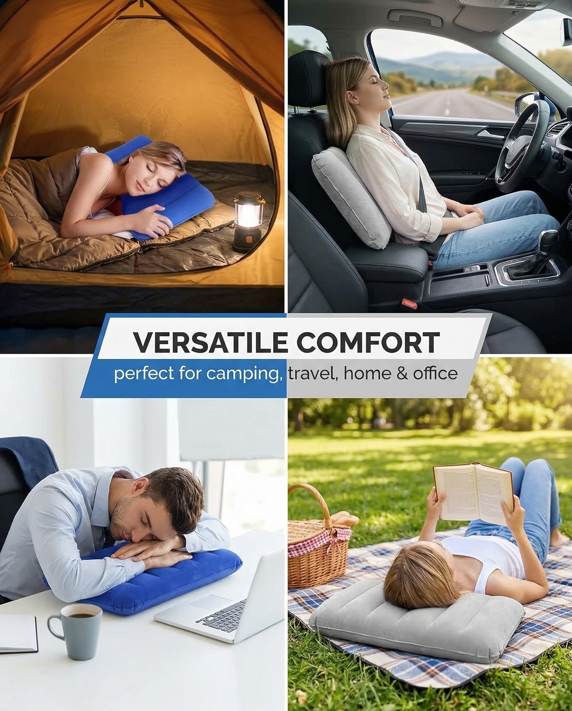 2 piezas Almohadas Inflables de Viaje para Acampar Almohada para Inflar Almohadas de Camping Hinchables Almohada de Viaje Cojín de Aire para Playa, Senderismo