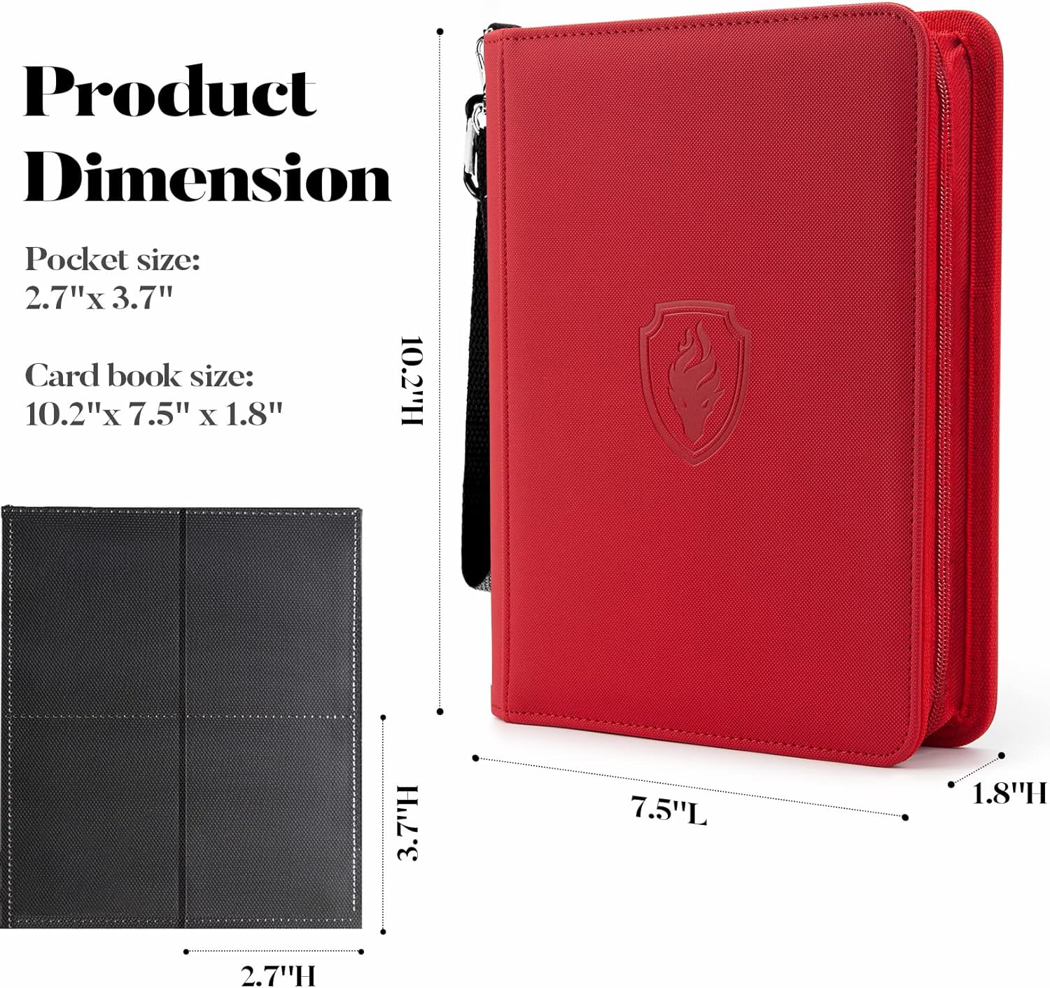 Fabmaker Premium 4 Pocket Zip Card Binder, Trading Card Binder for 320 Cards, Portable PU Card Collection Binder, Collector Card Album Folder for Game & Sports Cards (Red)