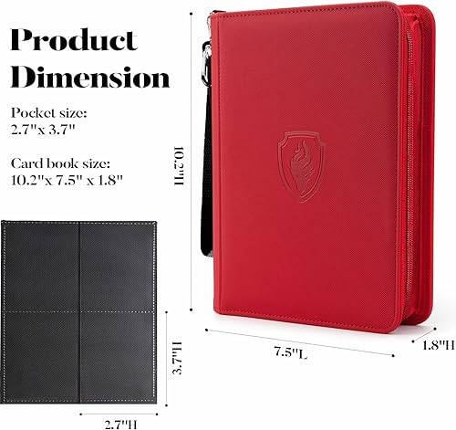 Miniatura 6 de Carpeta de 4 bolsillos para 320 tarjetas, carpeta de tarjetas coleccionables con cremallera premium, carpeta portátil de colección de tarjetas de