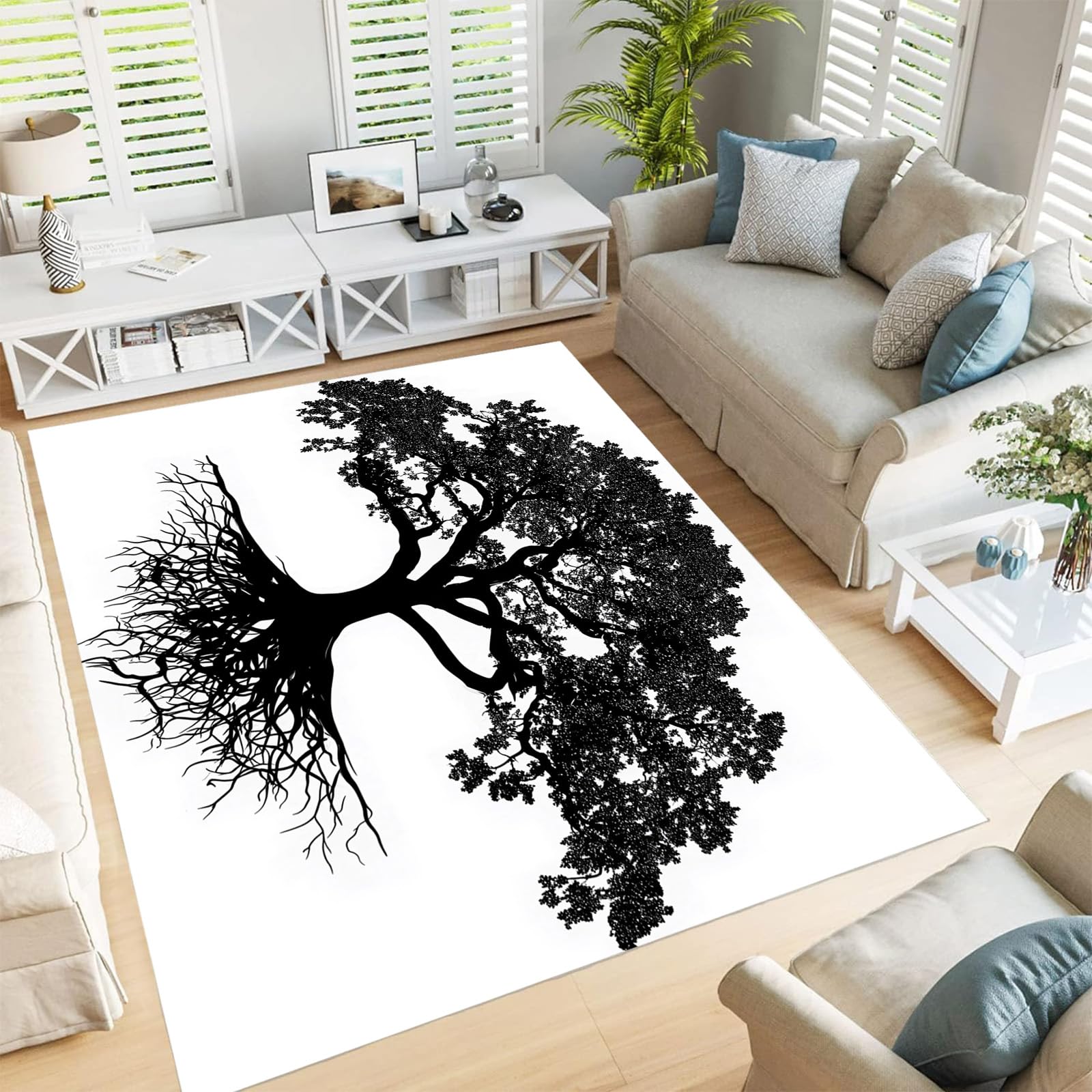 Tapis noir de carbone silhouette de chêne au tissage doux haut de gamme