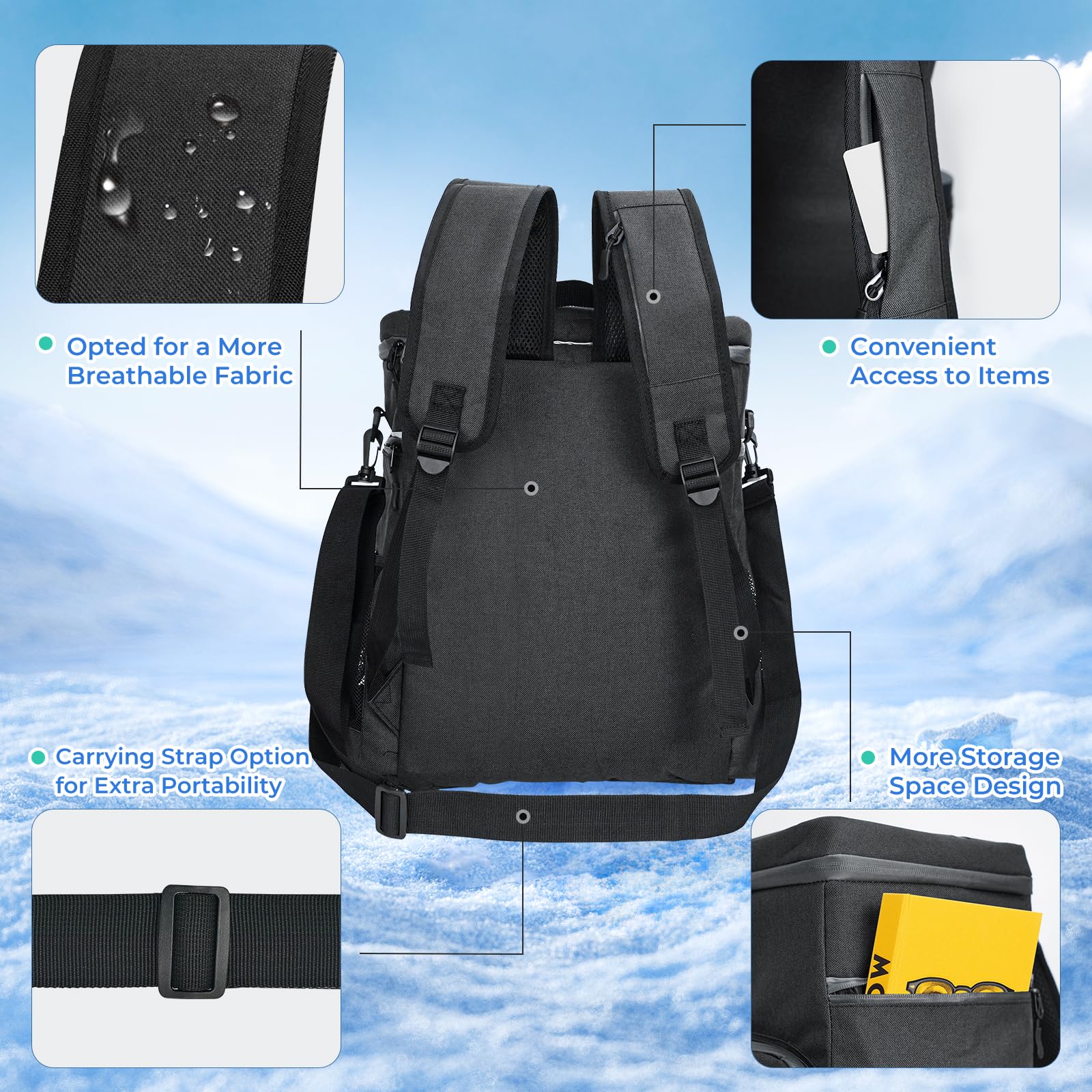 Torba chłodząca, duża, składana, 30 l, torba chłodząca na jedzenie i napoje, torba chłodząca, torba piknikowa, izolowana torba termiczna, torba chłodząca do samochodu, na plażę, piknik