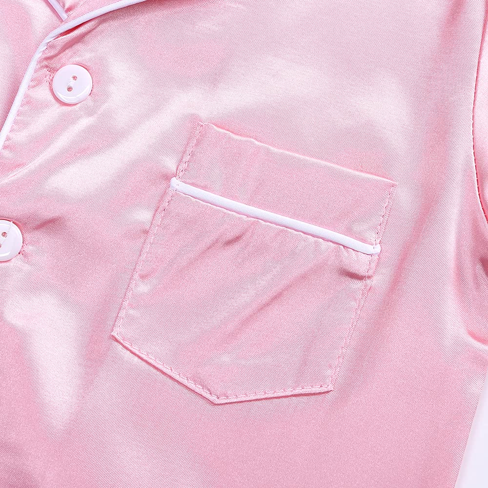Verve Jelly Conjunto de Pijamas de satén para bebés y niños pequeños Pantalones de Manga Corta con Botones Ropa de Dormir para niñas y niños Ropa de Dormir