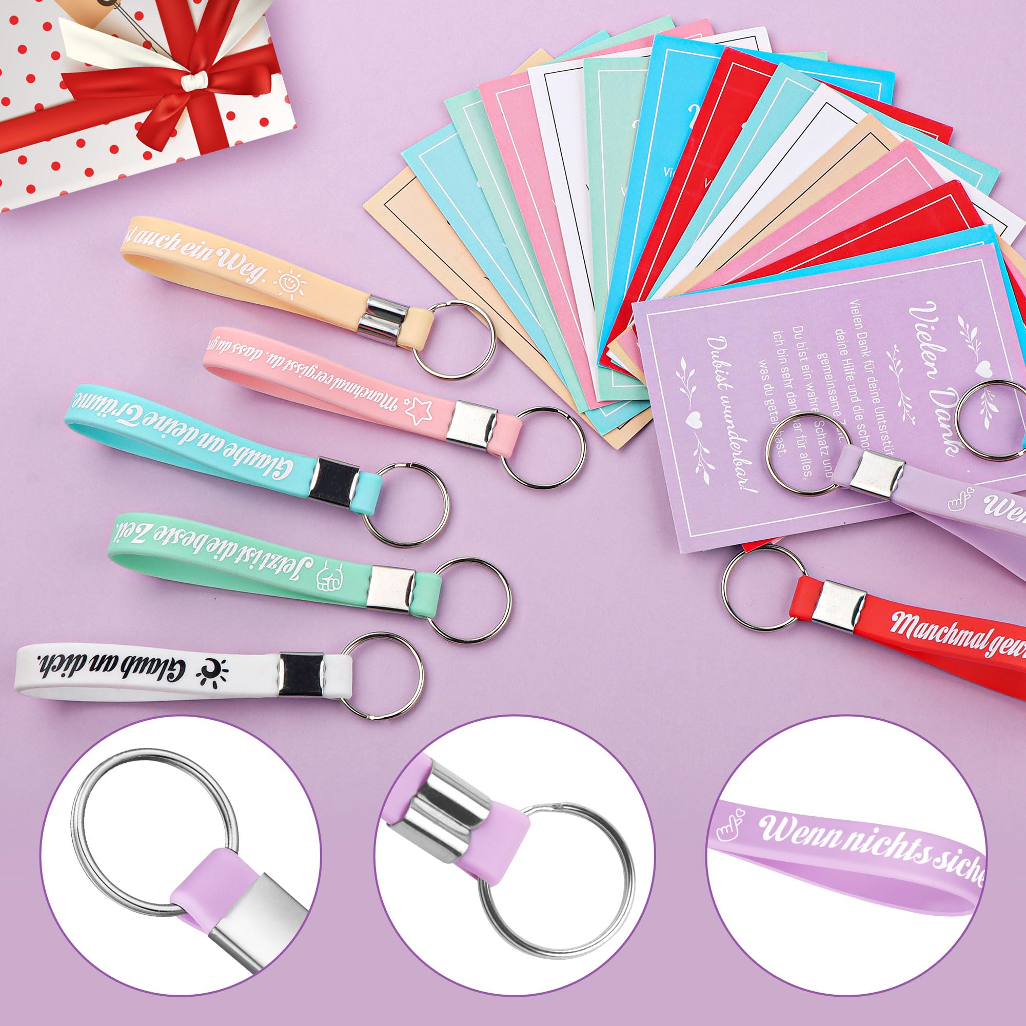 Set di 16 portachiavi regalo di ringraziamento, regalo motivazionale, grazie per tutte le penne a sfera con segnalibro per squadre, colleghi, caregiver, insegnanti, amici e collaboratori