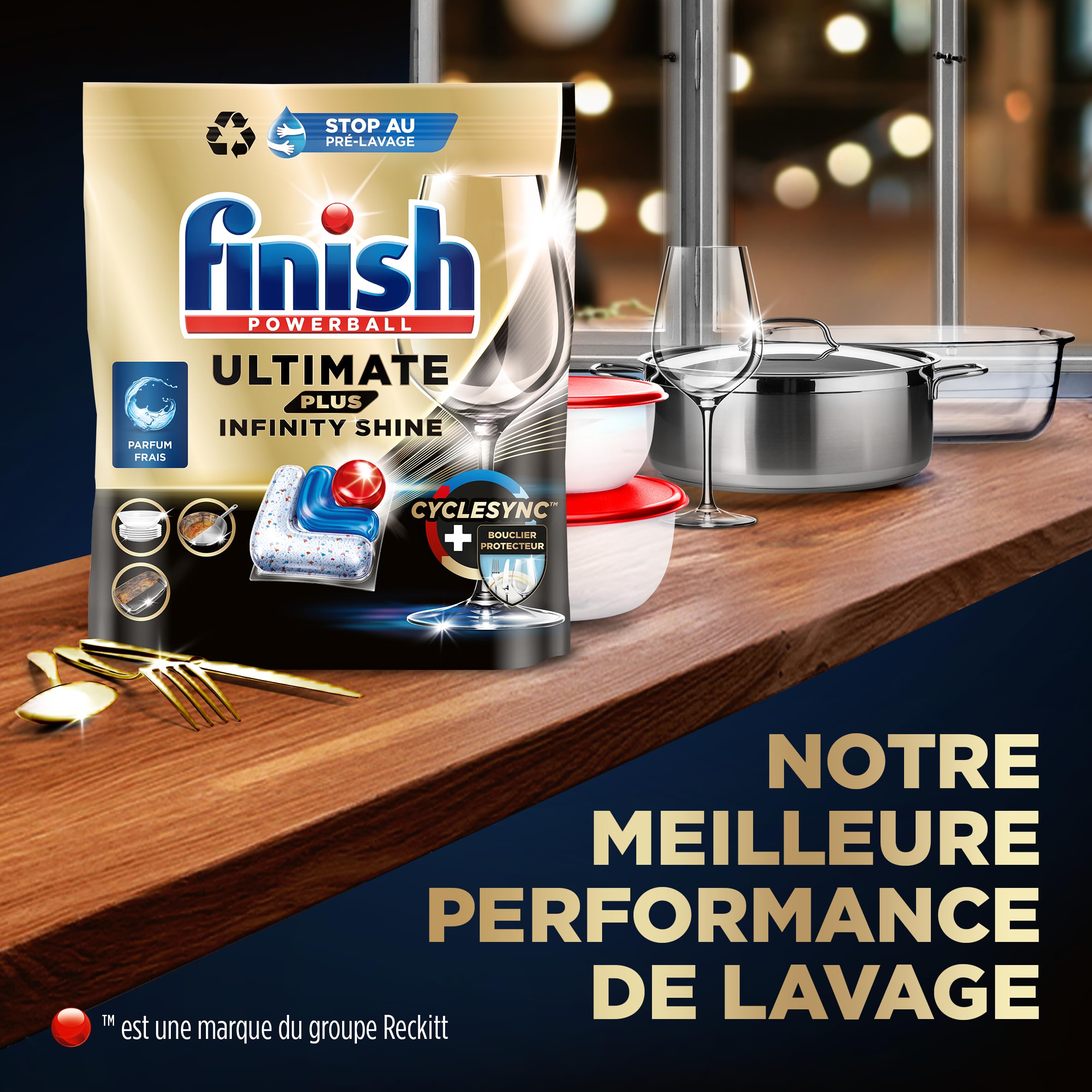 Finish Ultimate Plus Infinity Shine Pastilles Lave-Vaisselle, Propreté Intense & Brillance Étincelante, 146 Capsules