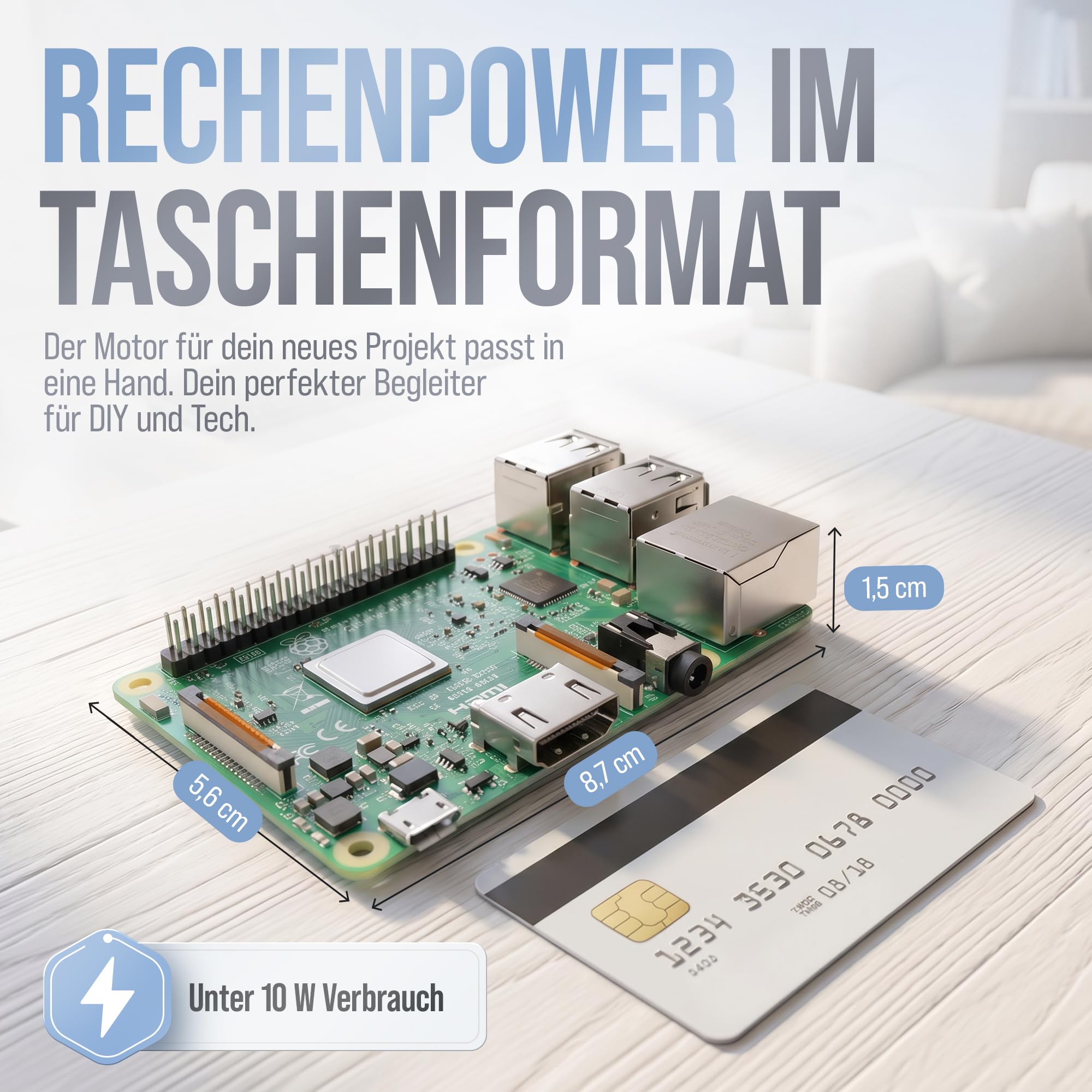 Raspberry Pi 3 B 1GB Starter Set 64GB Edition Netzteil Gehäuse Kühlkörper HDMI Kabel USB-Kartenleser