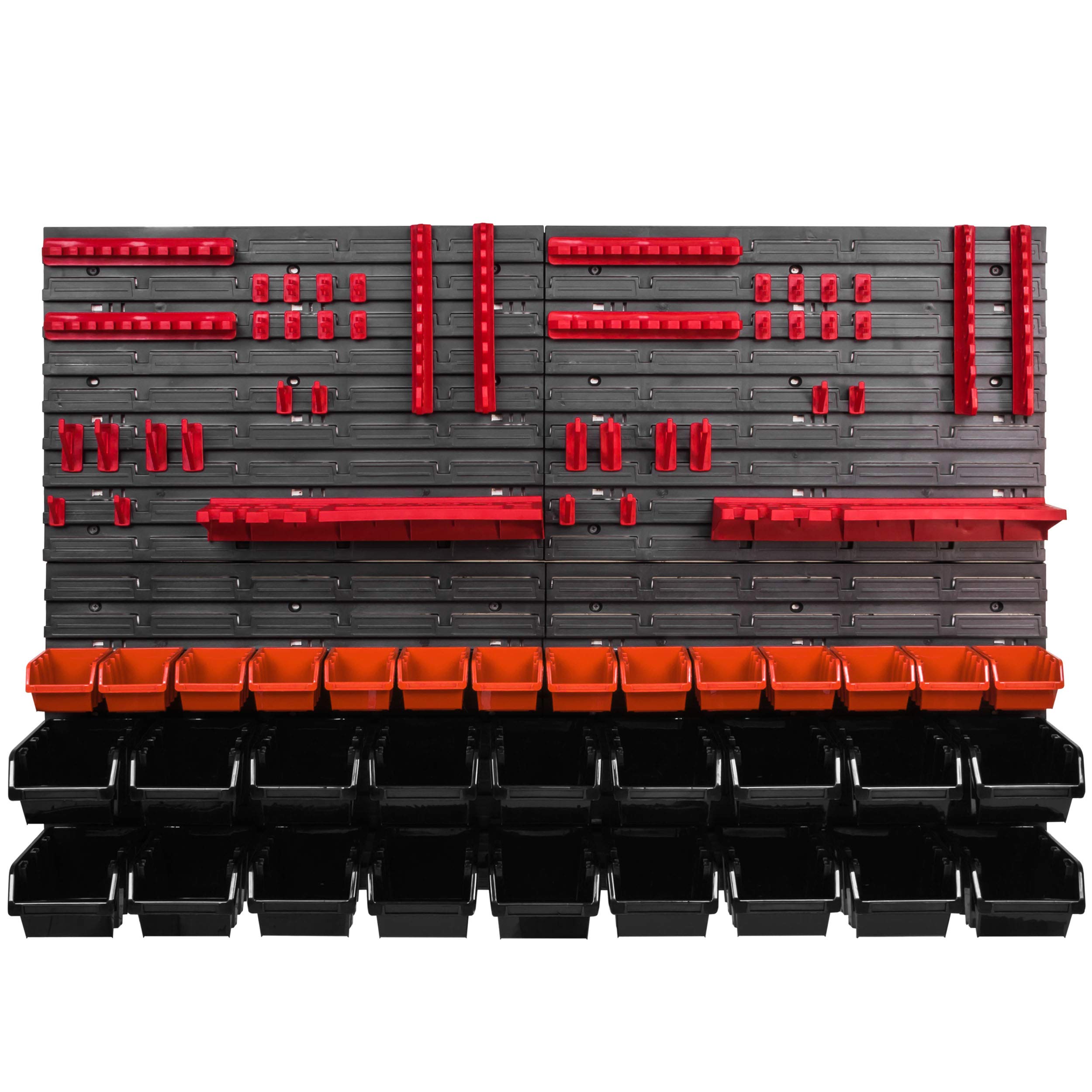 System magazynowy regał ścienny 1152 x 780 mm, uchwyty narzędziowe, 32 szt. pudełek do układania w stos pojemniki do przechowywania pojemników, bardzo mocne płyty ścienne, regał rozszerzalny, regał warsztatowy, regał magazynowy, regał warsztatowy regał śc