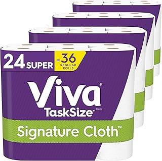 Viva Signature Cloth Paper Towels, Task Size - 24 Super Rolls (4 Packs of 6 Rolls) = 36 Regular Rolls (81 Sheets Per Roll)