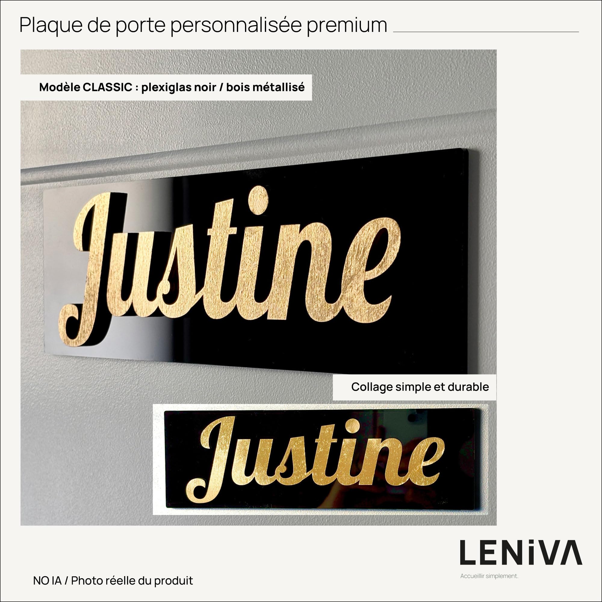 Plaque de porte personnalisée plexiglas – Bureau, Cabinet, Airbnb – Signalétique premium – Fabrication française