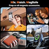 Vista 117 de TAURI Funda magnética 2 en 1 transparente para iPhone 14 Pro, compatible con Magsafe [no amarillenta] con protector de pantalla, protección de grado