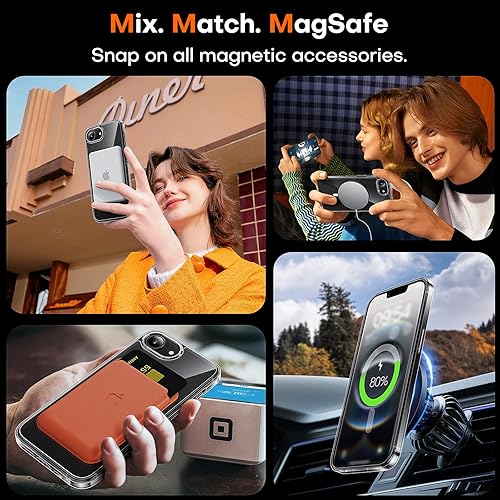 Miniatura 117 de TAURI Funda magnética 2 en 1 transparente para iPhone 14 Pro, compatible con Magsafe [no amarillenta] con protector de pantalla, protección de grado