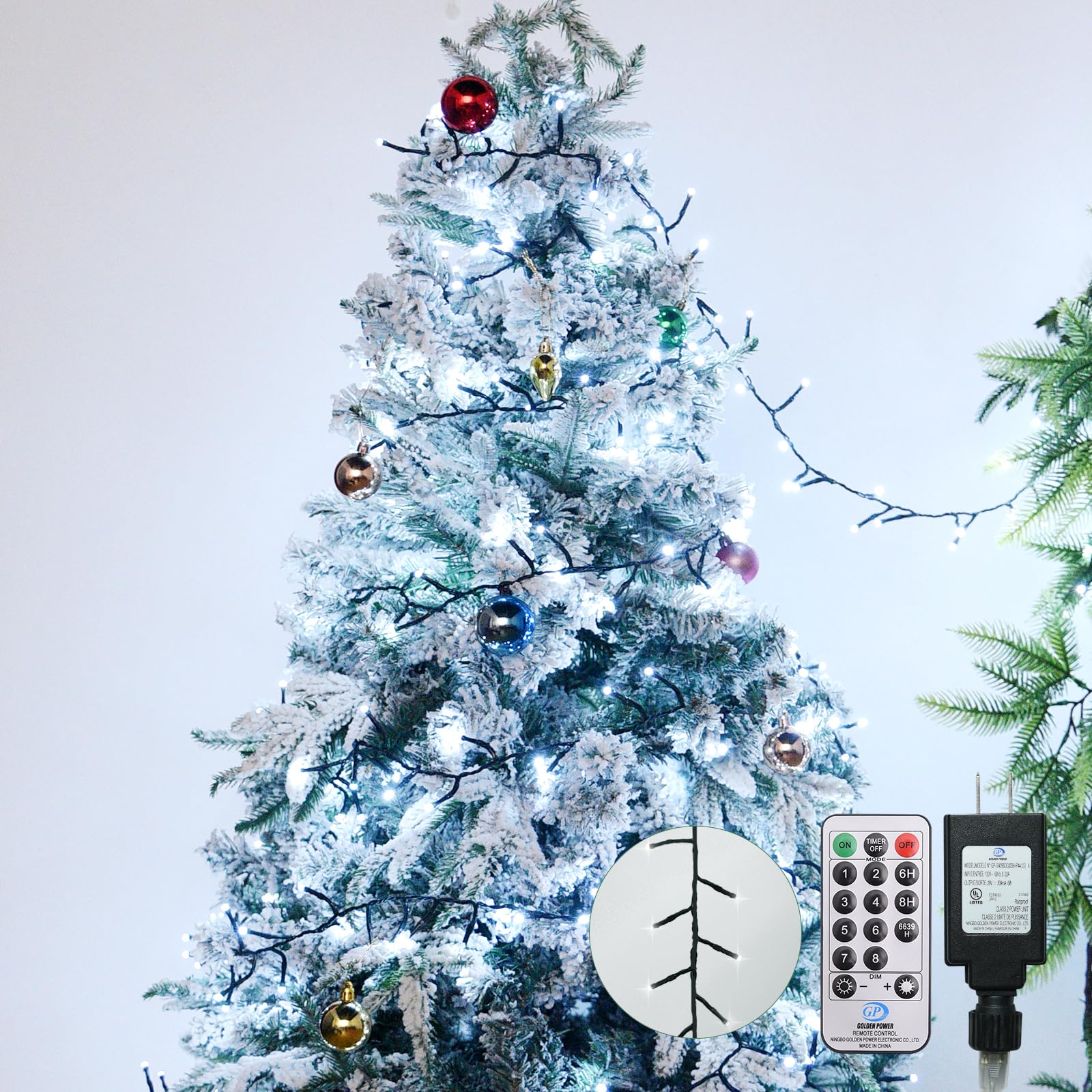 Cluster Lights Christmas 800 Led Fairy Lights Green Wire 88FT Twinkle Lights with Remote 8 Modes String Lights Timer Plug in Firecracker Fairy Lights