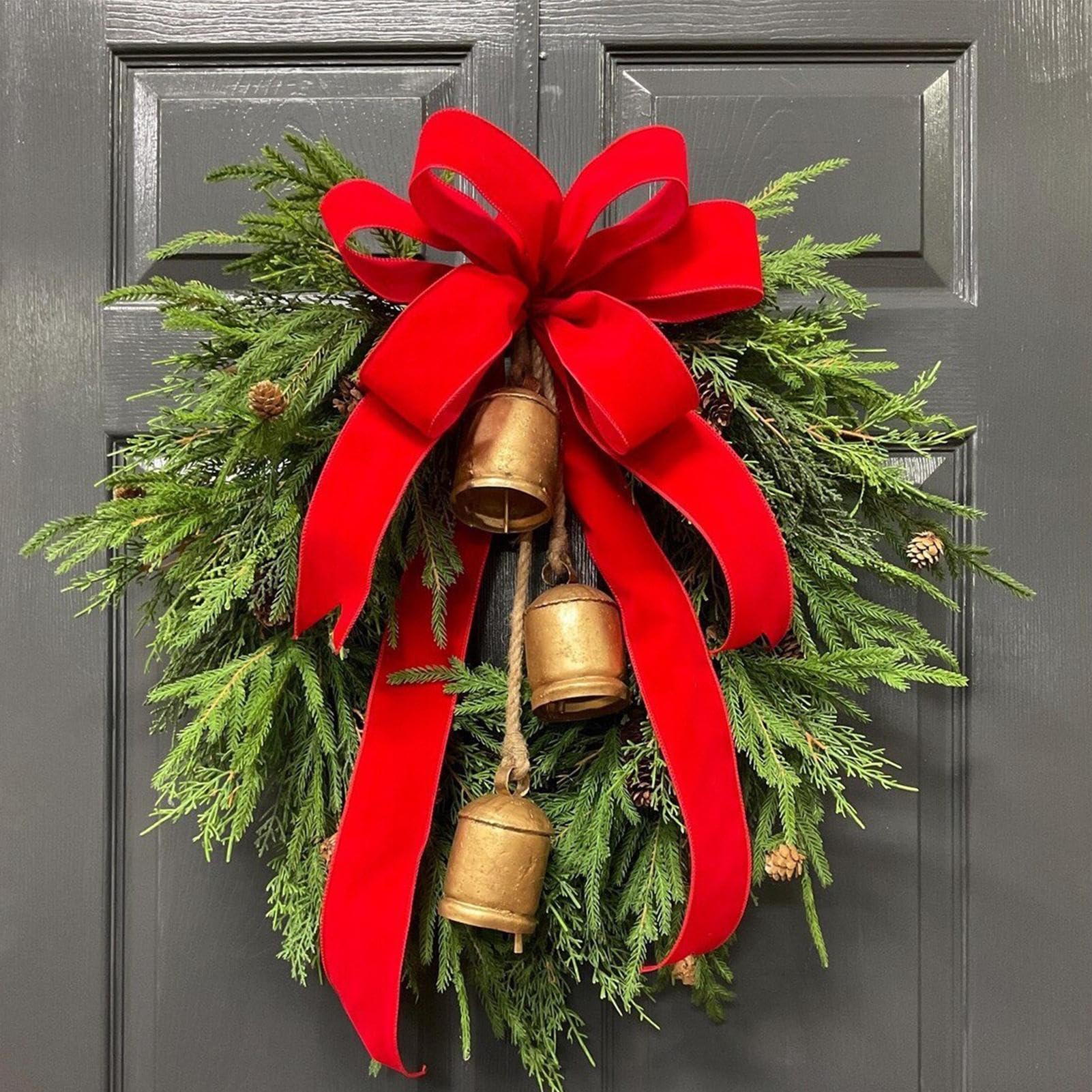 リース 羽 リボン アンティーク／クリスマスリース 希少 木の実と赤いリボンのクリスマスリース - カントリーマム オンライン