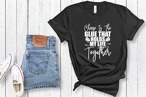 Miniatura 2 de Parches para planchar con queso, calcomanías de transferencia de letras para camisetas, tela y ropa (El queso es el pegamento que sostiene mi vida