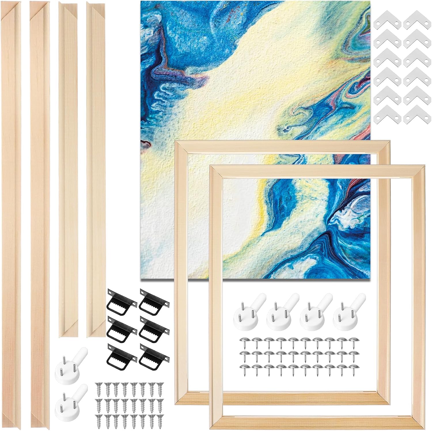 Yuanan 3 Set Canvas Stretcher Bars, DIY Wood Canvas Frames Kit Sturdy Stretchers Frame Easy to Assemble DIY Canva Frames for Arts, Oil Paintings, Paint by Numbers & Posters-16 * 20inches