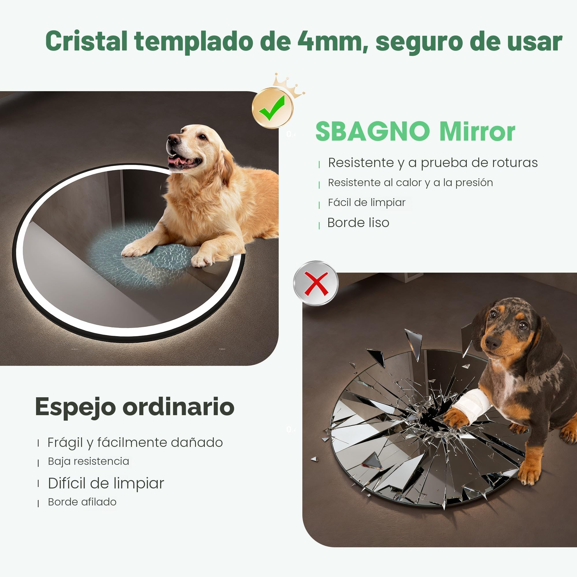 S'bagno Redondo-Espejo-Baño-con-Luz 80CM, Espejo-Baño-LED-con-Bluetooth, Antivaho, 3 Colores de Luces, Regulable, Memoria Luz, IP44, Vidrio Templado, Marco Hierro Negro
