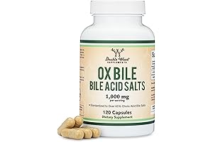 Ox Bile Supplement 120 Capsules, 500mg of Highly Concentrated Ox Bile per Veggie Capsule