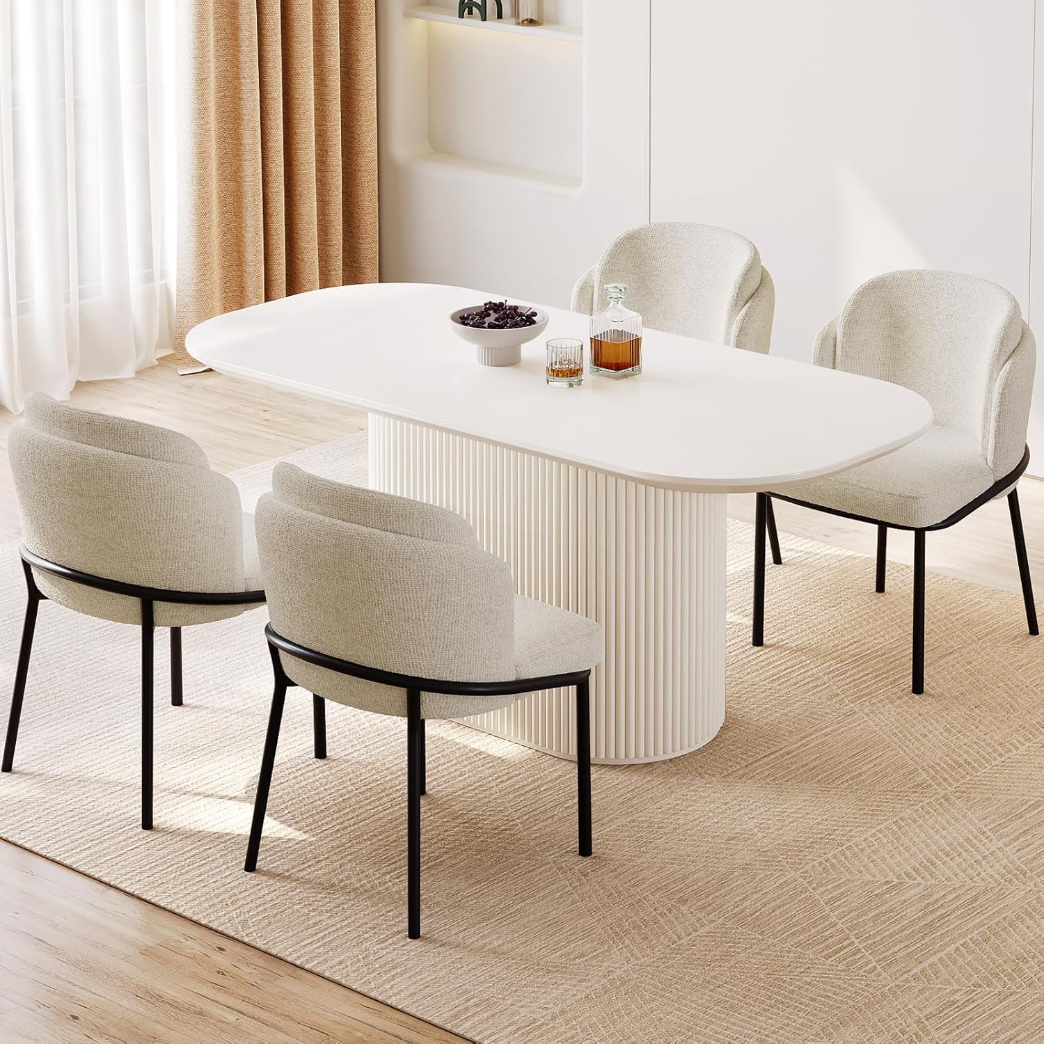 Amazon.com - 63" Oval Dining Table with 4 Chairs, Modern Kitchen Table Set, Luxury Rectangular ...