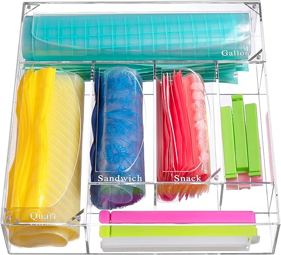 Ziplock Bag Storage Organizer Acrylic Brightroom Drawer Storage Upgraded Design Gallon Quart