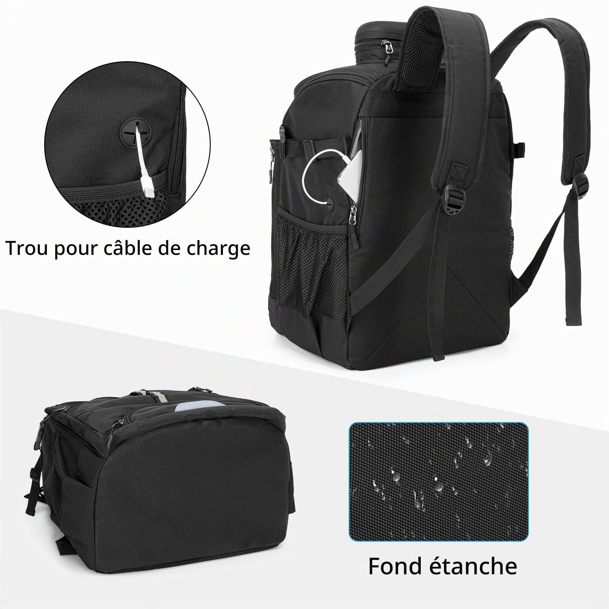 GOBUROS Sac à Dos de Natation pour Plage, Triathlon, Plongée en Apnée | Étui Transparent en PVC, Sangles Élastiques pour Palmes, Compartiment pour Planche de Natation, Poche Aéré pour Sandales