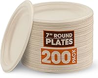 Vista 1 de Cheer Collection Platos biodegradables de 7 pulgadas, platos de papel 100% compostables, platos desechables ecológicos para alimentos calientes