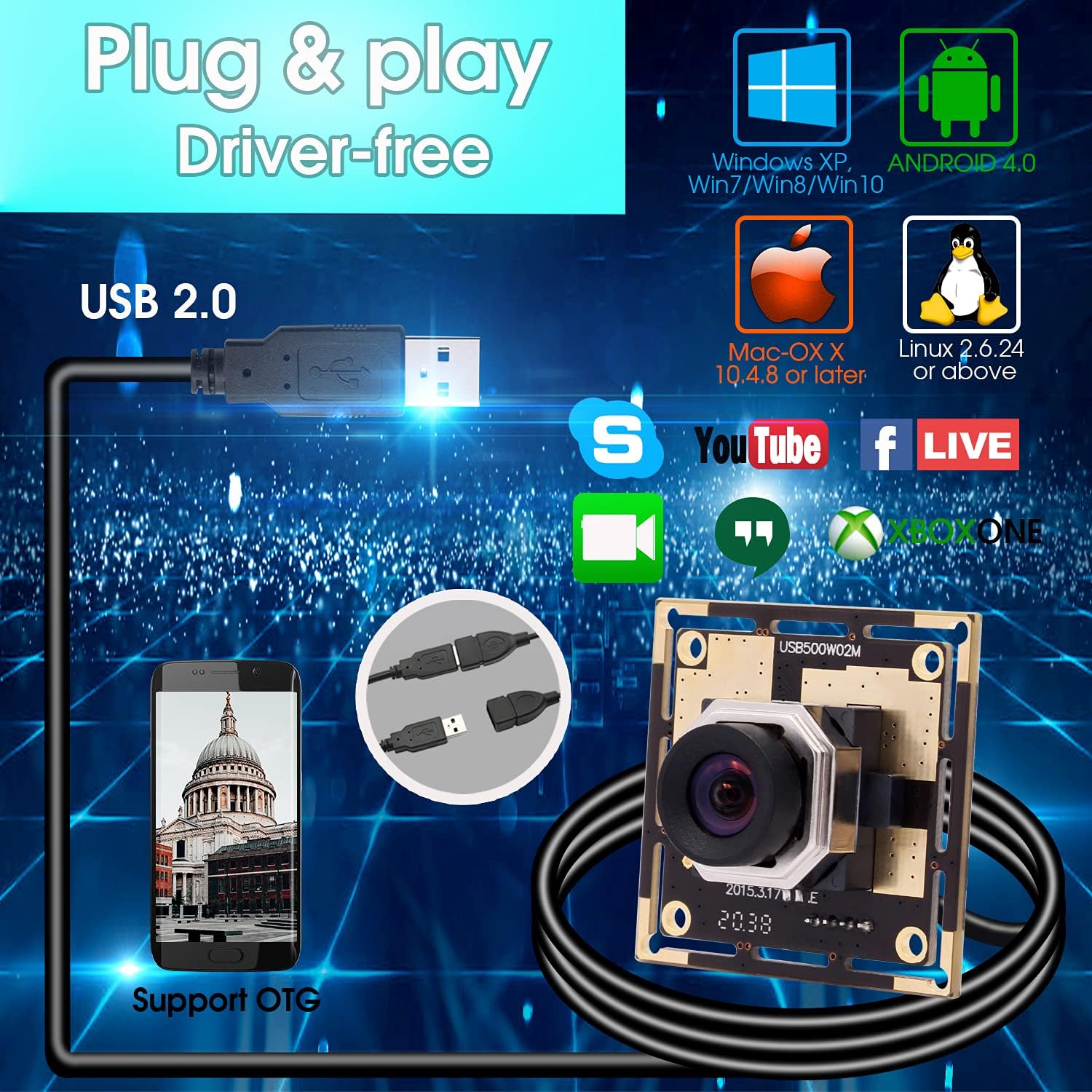 🛒 Crаzу Dеаlѕ Autofocus USB Camera Webcam Module Mini HD Cameras CMOS OV5640 USB with Cameras,2592X1944 Webcamera,Tiny Home Nanny USB Camera Module Web Cams for Linux,Windows,Win CE(100 Degree autofocus Lens)