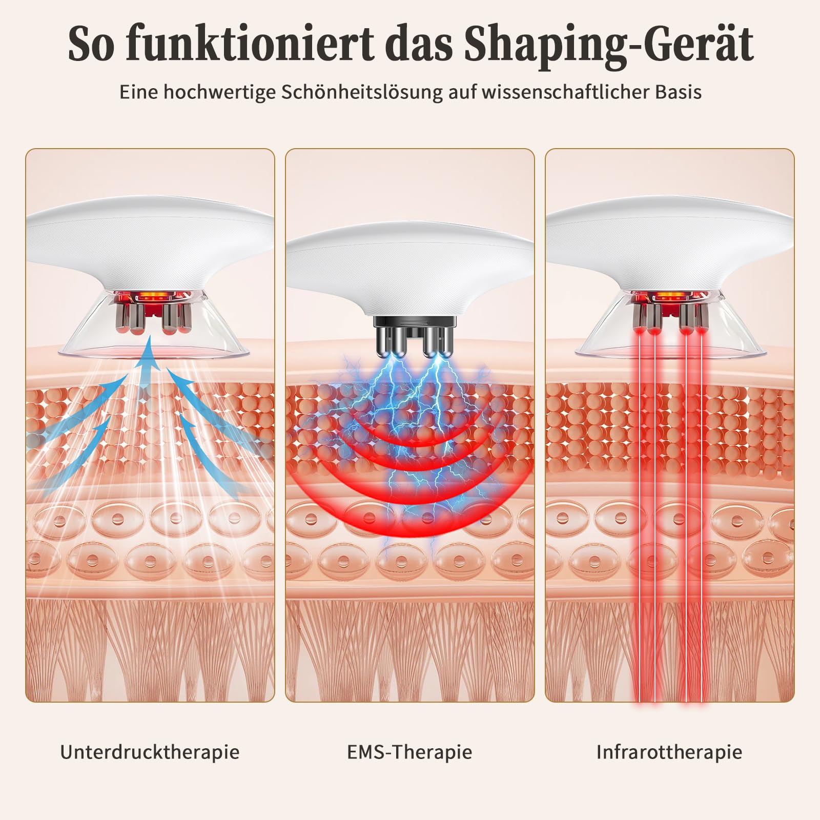Ehomfory 3in1 Schröpfmassagegerät Cellulite Massagegerät mit Lymphdrainage Gerät Massage Gun, Vakuum und EMS & Rotlicht Funktion für Zur Gesichtsstraffung Bauch, Arme, Beine und Liebesgriffe
