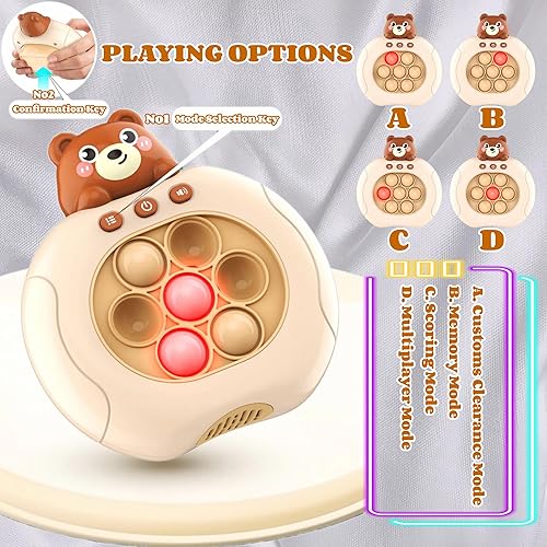 Miniatura 2 de 2 piezas de máquina de juego manual de empuje de velocidad, consola antiestrés, juego pop con luz de empuje rápido para adultos y niños, juguetes