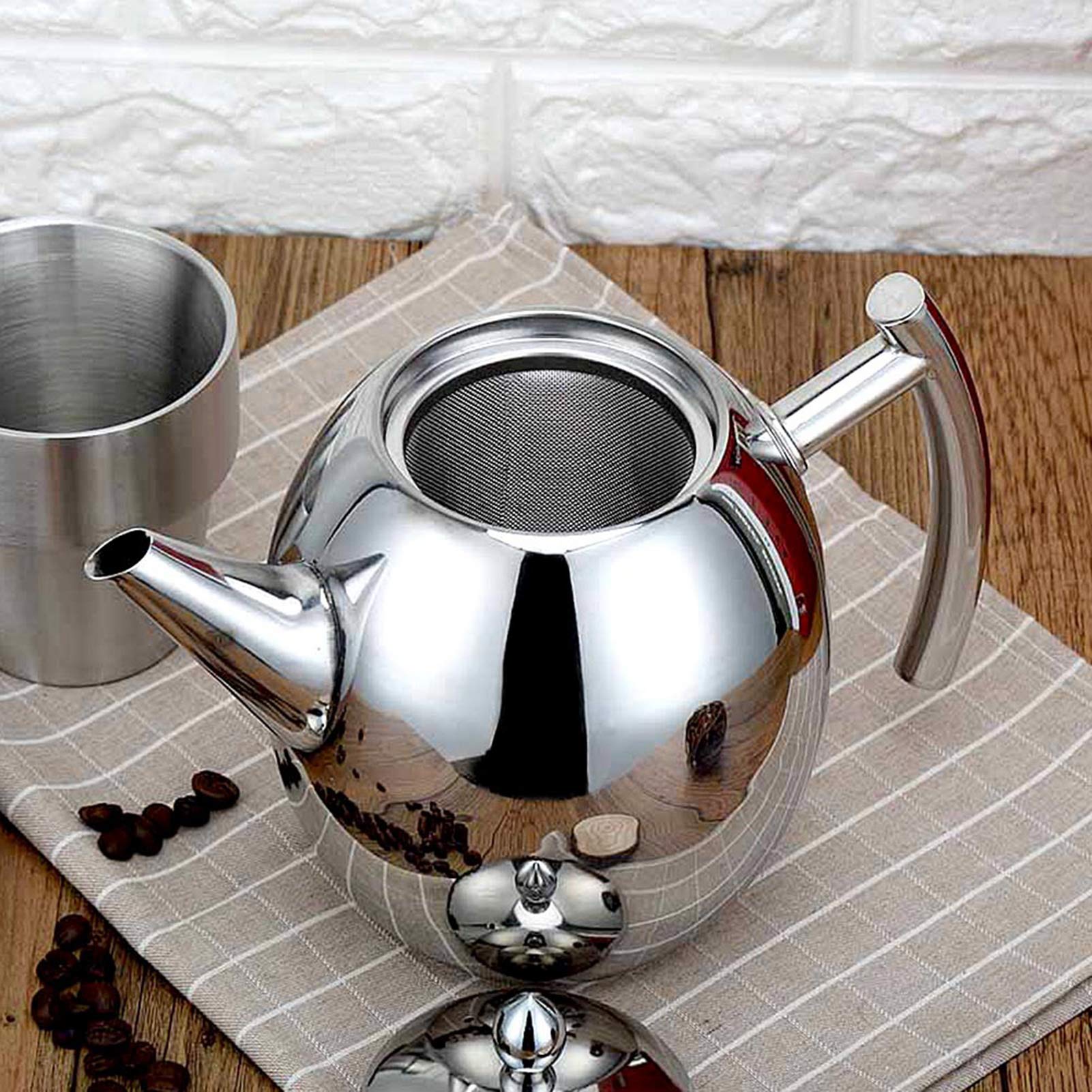 Dzbanek do herbaty ze stali nierdzewnej, czajniczek z wyjmowanym zaparzaczem na luźne liście i torebki z herbatą, 1 litr i 1,5 litra (1 升/1000 ml)