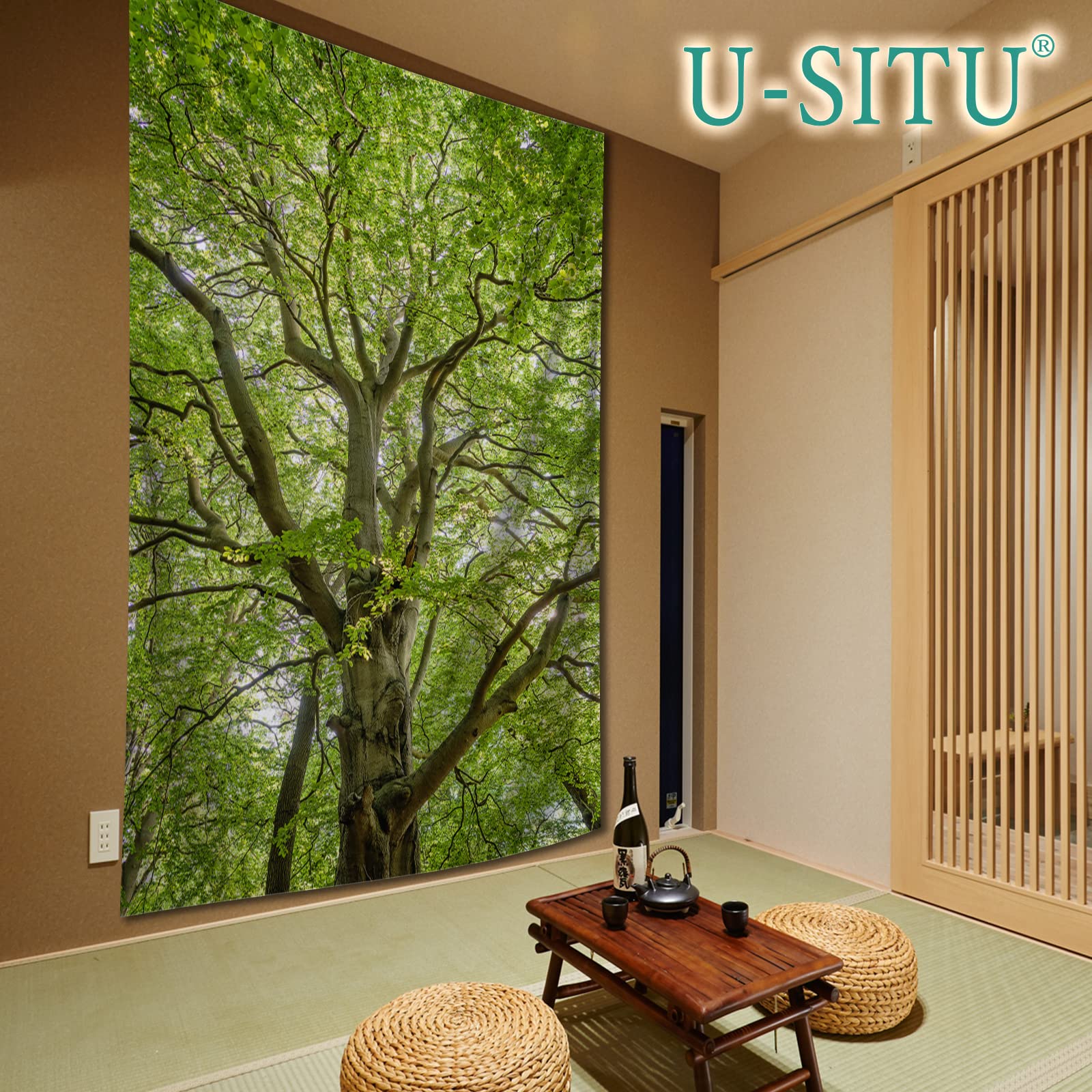 大型　タペストリー Amazon.co.jp: U-SITU タペストリー 壁掛け 壁飾り 大木 枝下 葉