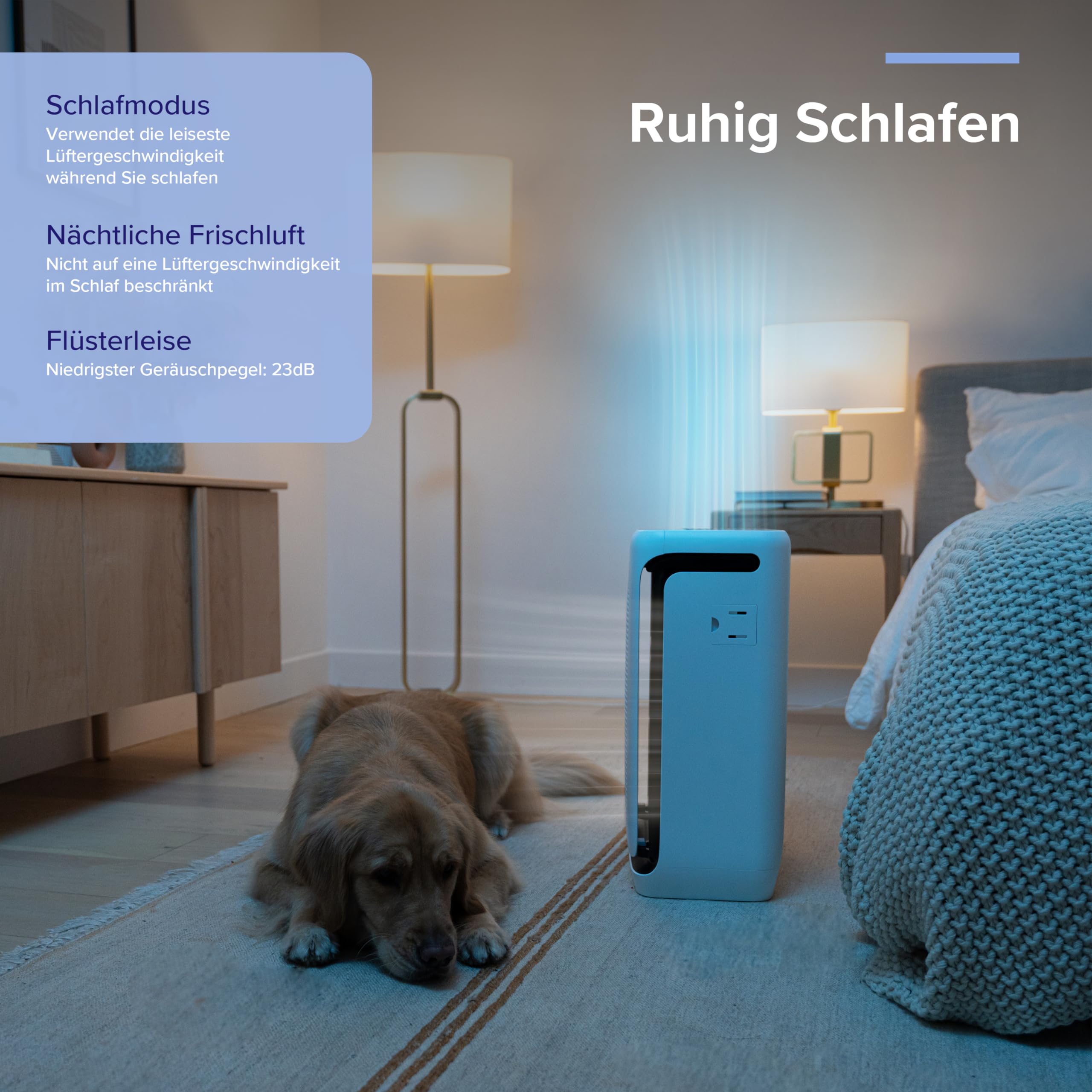 Levoit HEPA Luftreiniger Allergiker mit Tiermodus, bis 87㎡, Weiß/Schwarz | CADR 416m³/h, mit Tiermodus, waschbarer Vorfilter, HEPA Filter gegen Tierhaare, App und Alexa