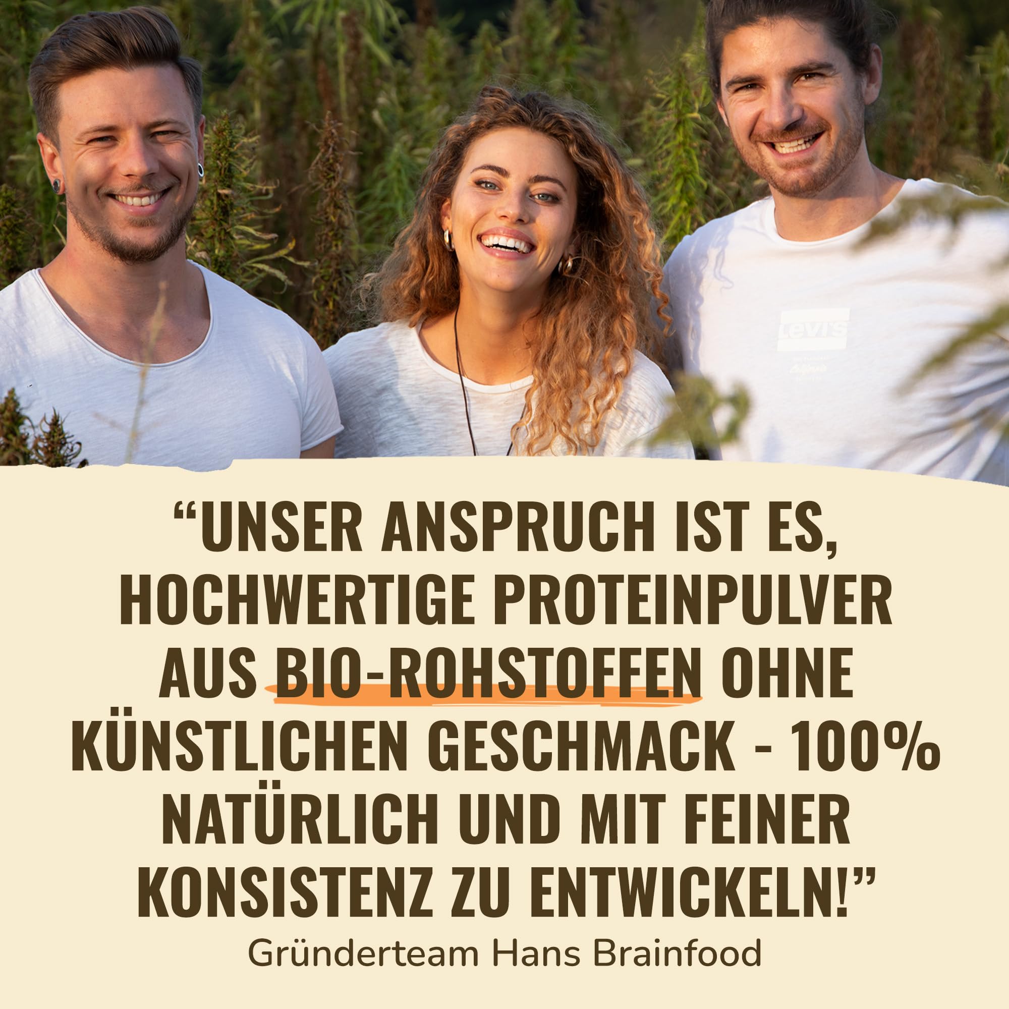 HANS Brainfood Veganes Proteinpulver Vanille - Bio Zertifiziert aus Bayern – 70% fermentiertes Erbsenprotein ohne Süßungsmittel, cremig & gut löslich – Protein Pulver vegan, 1kg