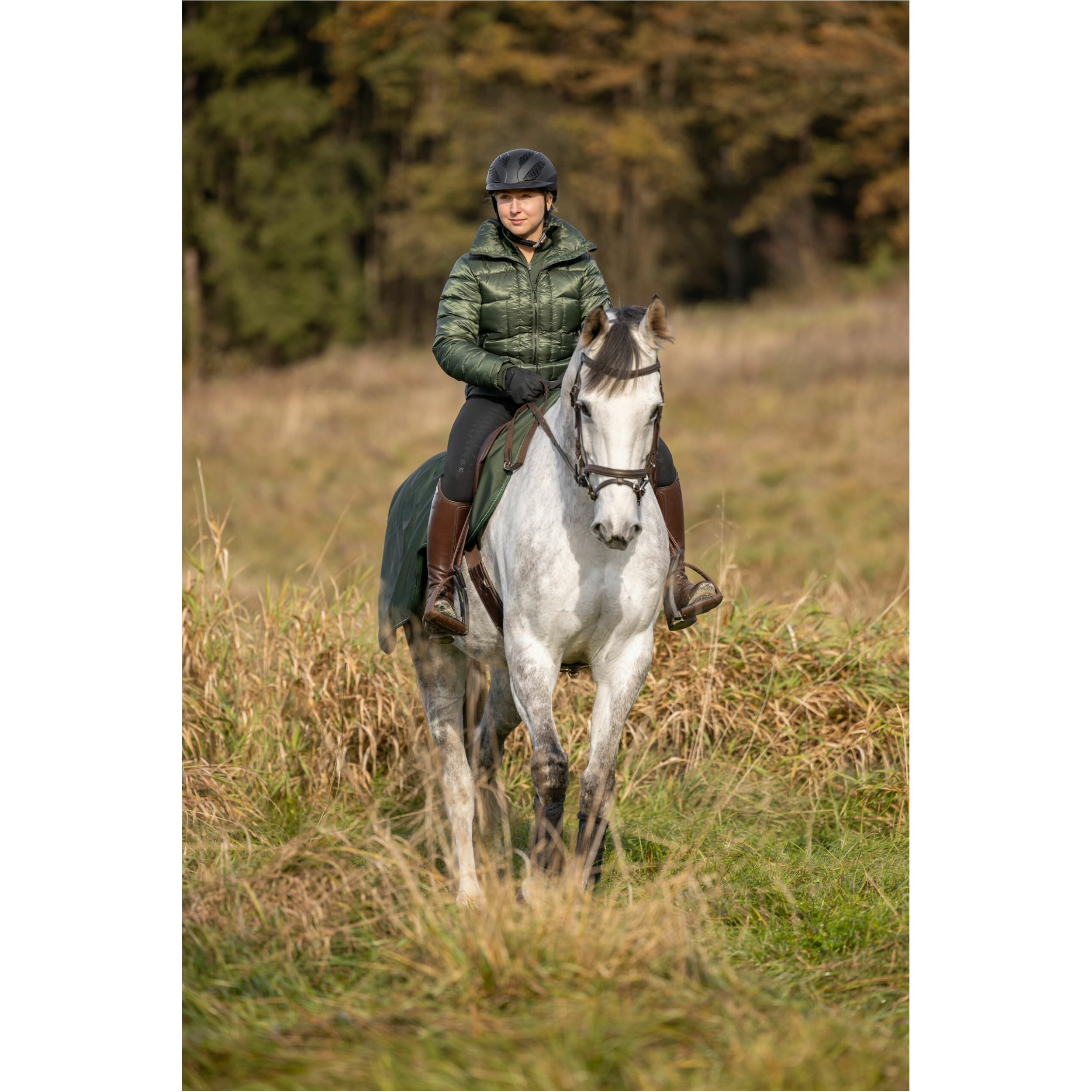 Covalliero - Ausreitdecke | Pferdedecke zum Schutz d. Nierenpartie | Outdoordecke für Pferde | Übergangsdecke Pferd & Pony | wärmend & atmungsaktiv | Pferde Zubehör in Opal Green | 125cm