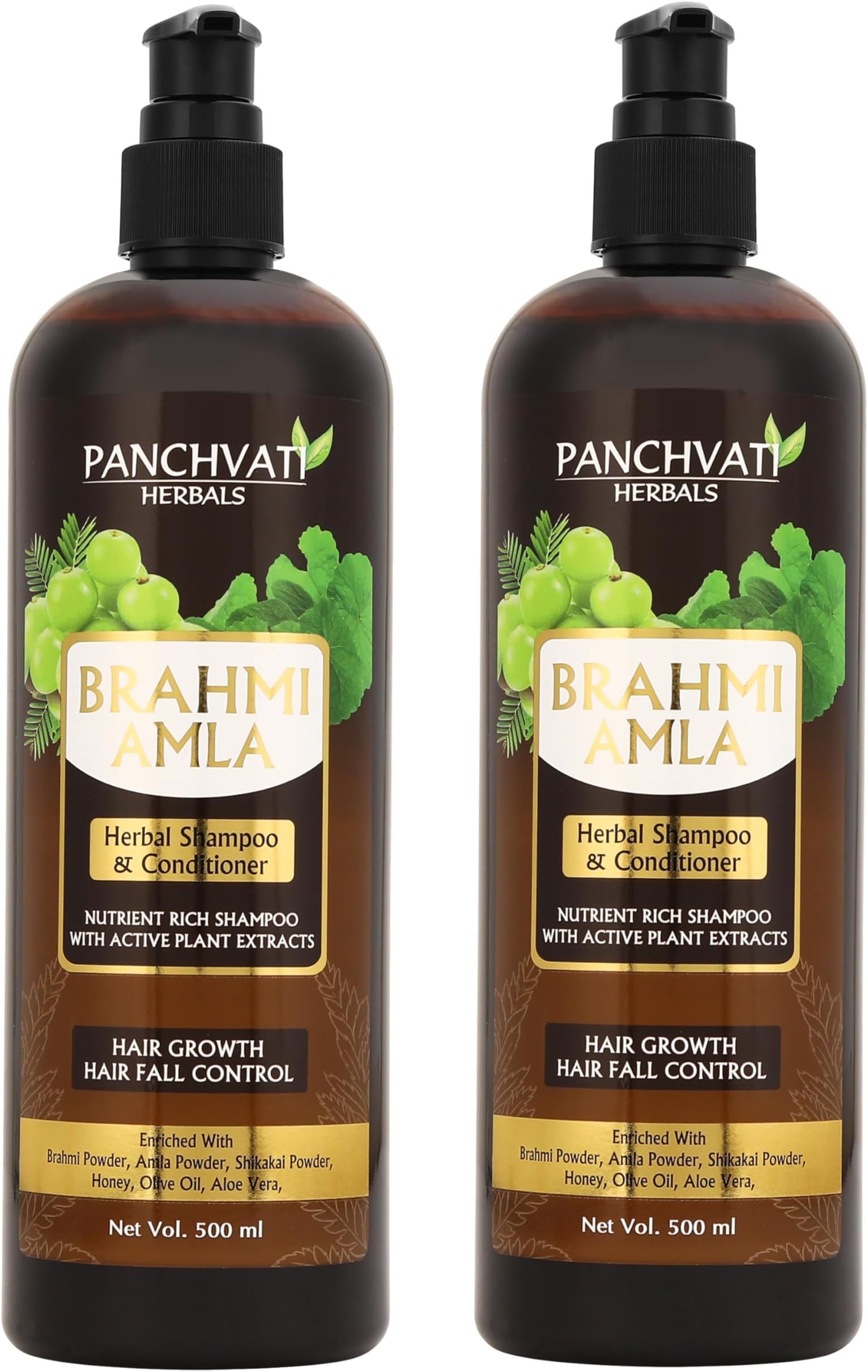 Panchvati Herbals Brahmi Amla Shampoo Promotes Faster Hair Growth Reduces Hair Fall Avoids Premature Greying Pack Of 2 (Each 450 Ml)