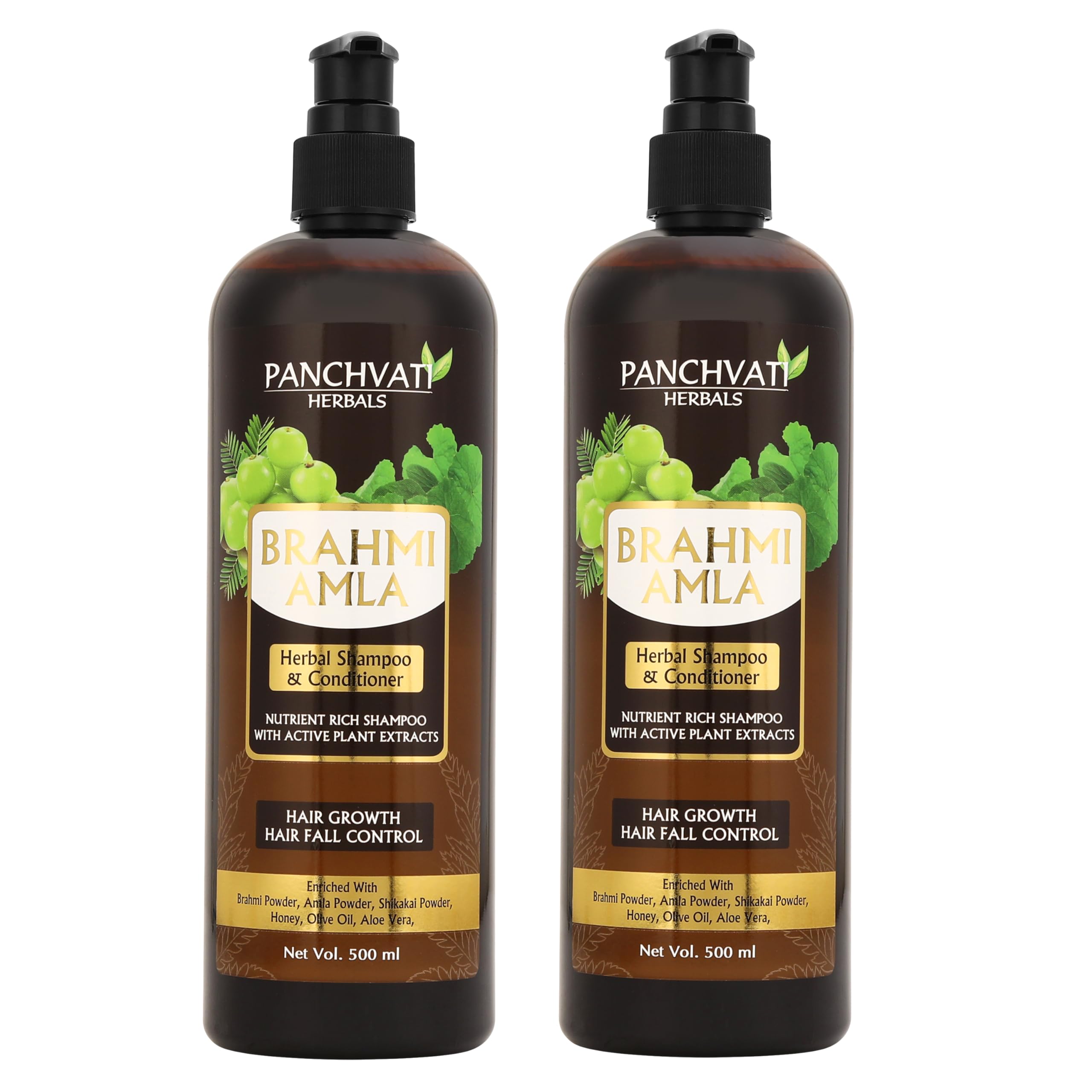 Panchvati Herbals Brahmi Amla Shampoo Promotes Faster Hair Growth Reduces Hair Fall Avoids Premature Greying Pack Of 2 (Each 450 Ml)