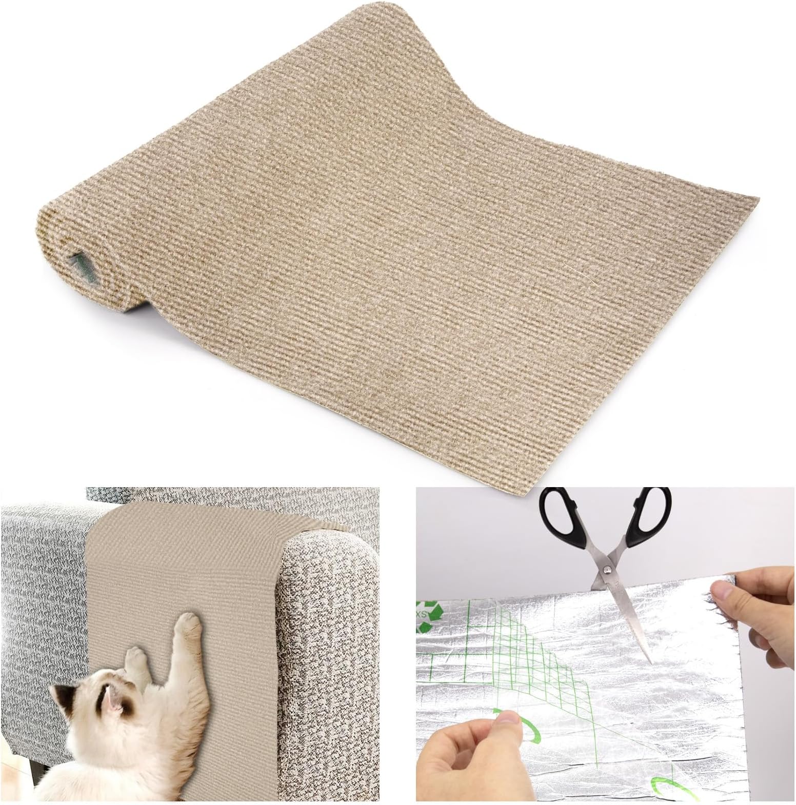 Cat Scratching Mat, Furniture Protector for Cats, Scratching, DIY, Self-Adhesive, Climbing, Cat Scratcher, Anti-Scratch Protection for Sofa, Couch, Cat Scratching Pad for Wall