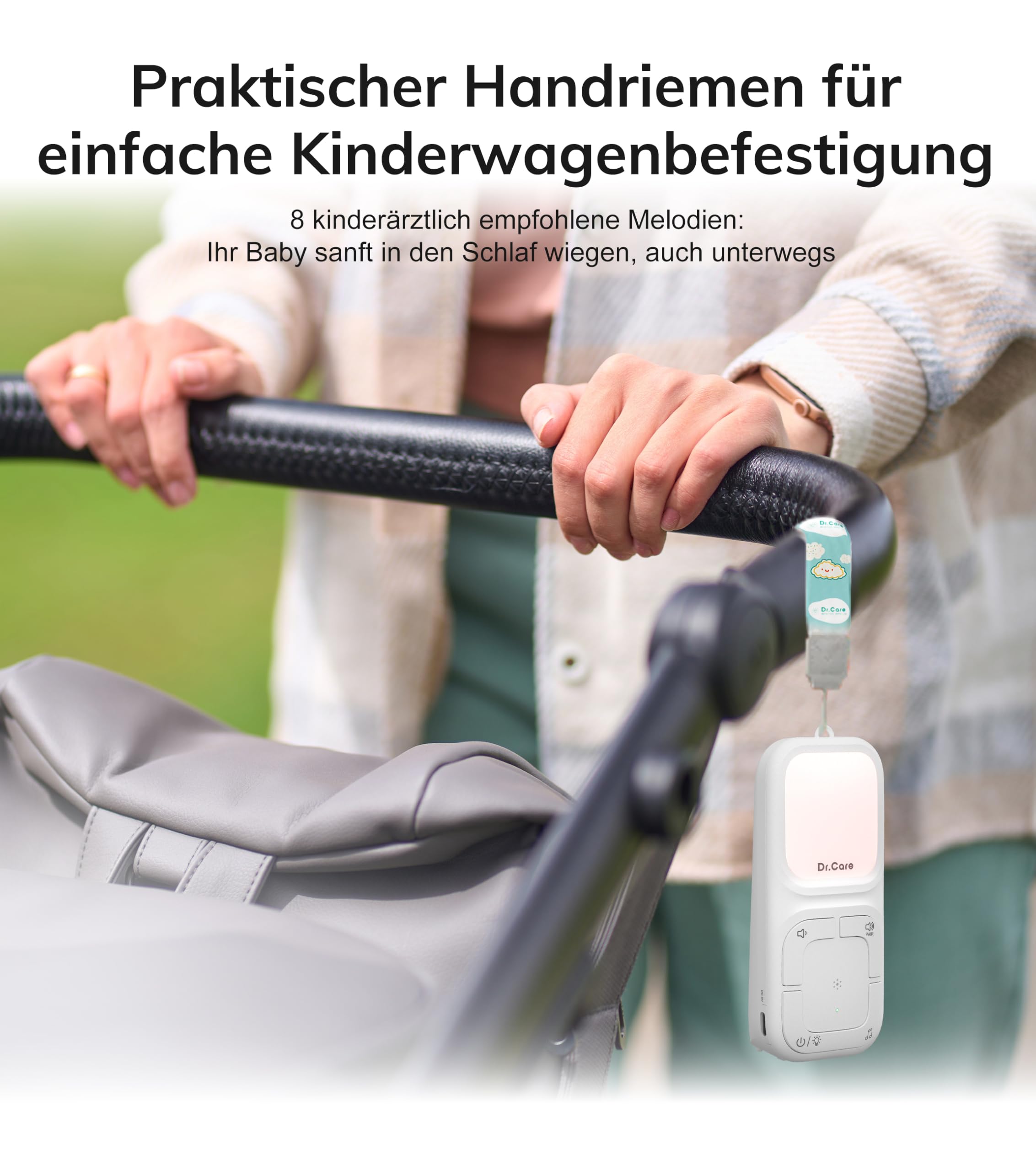 Dr.Care NeoGo Audio Baby Monitor – Vorgepaart, Gegensprechfunktion, VOX, Nachtlicht, Schlaflieder, Vibrationsalarm, 300 m Reichweite, Akku, Clip & Trageschlaufe, Kein WLAN