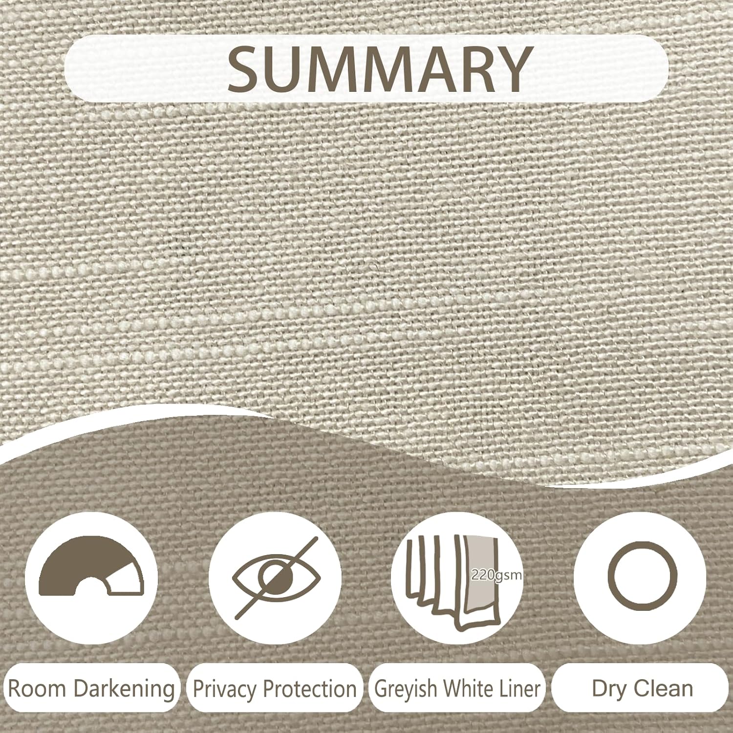 ChadMade Heavyweight Back Tab Drape Natural Cotton Linen Curtain for Apartment, Room Darkening Rod Pocket Double Layers Curtain Privacy Window Treatment (W84 x L96, 1 Panel, Oatmeal)