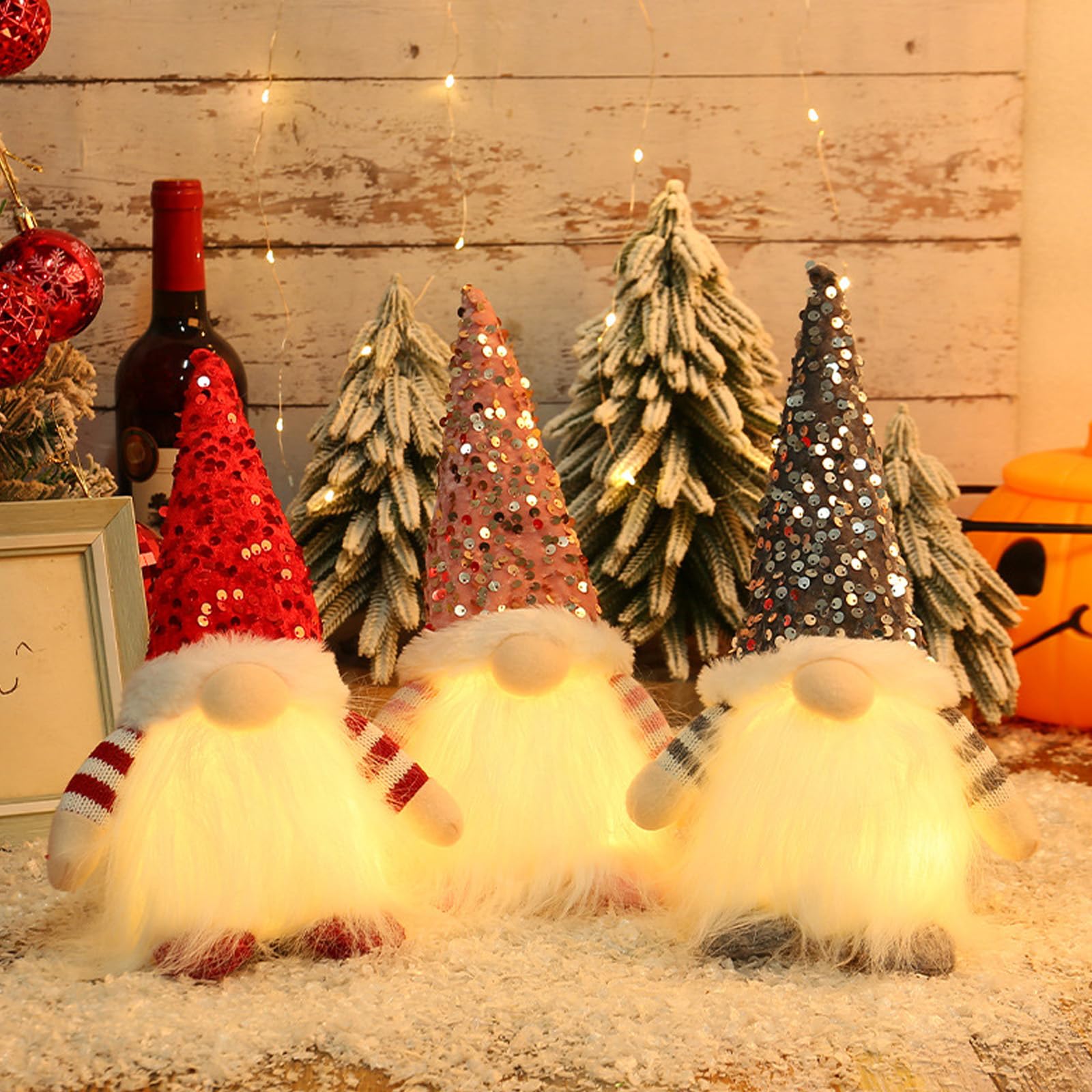 Gnomo Navideño Iluminado Papá Noel,3 Piezas Gnomo Navidad Decoración,Gnomos Navideños con Luz,Figuras de Felpa Navideña,Decoracion Navidad,Gnomo Navidad,Gnomos Navidad,Cosas de Navidad para el Hogar