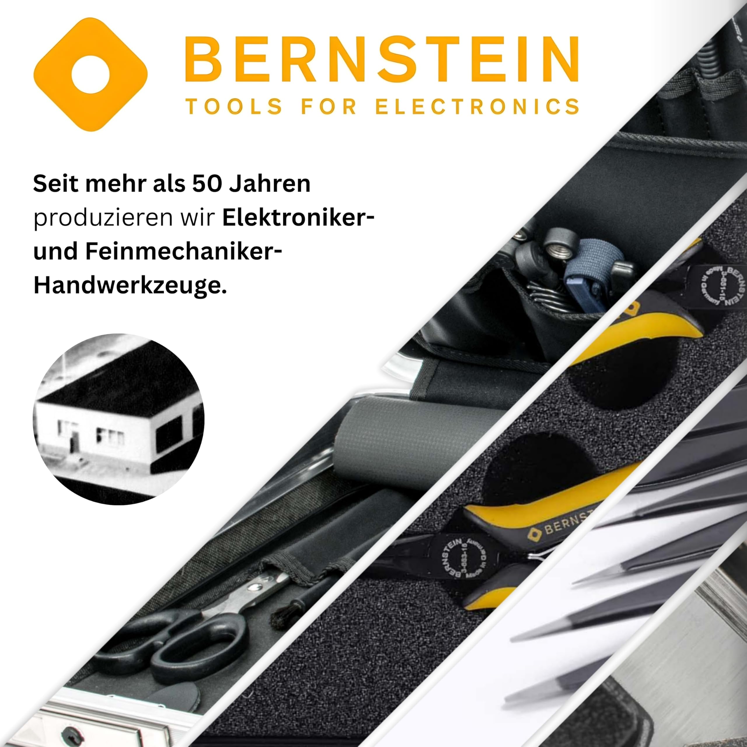 BERNSTEIN ESD Micro Rundzange, 120 mm, glatte Greiffläche | Kleine Runde Mikro Zange | Feinmechaniker Werkzeug