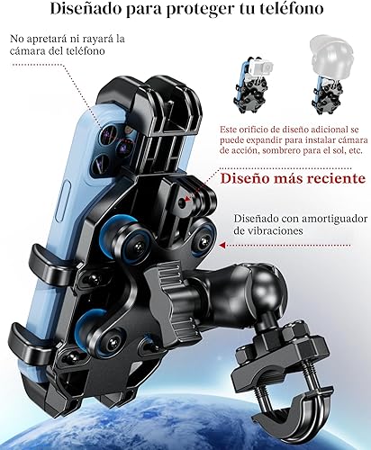 Miniatura 4 de BRCOVAN Soporte para teléfono de motocicleta con amortiguador de vibraciones, soporte anti-sismos para manillar de bicicleta, soporte para teléfono