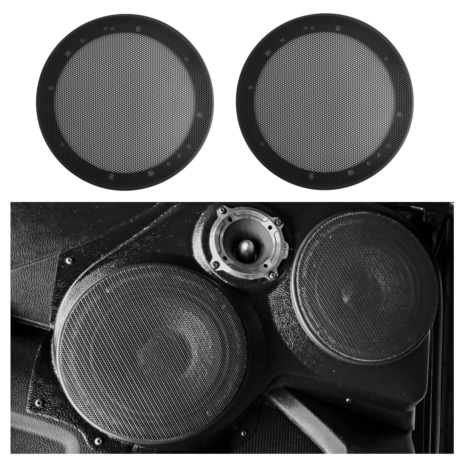 Figpade 2PCS 6.5 Car Speaker Cover,Honeycomb Hole Subwoofer Speaker Grill for Protect Speakers from Collision Damage,Dustproof Round 6.5 Speaker Grill Covers for Speaker Mounting