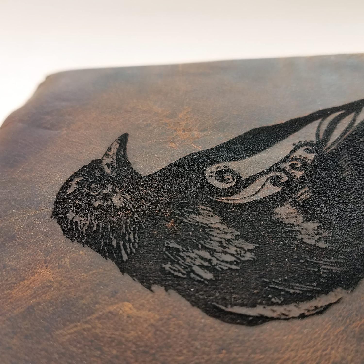 Raven Leather Journal, Free Personalization 5" x 7" Blank Handmade Paper Journal Unlined