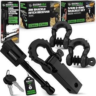 Rhino USA 2in Hitch Pin & Shackle Receiver Bundle - D-Ring Shackles Kit