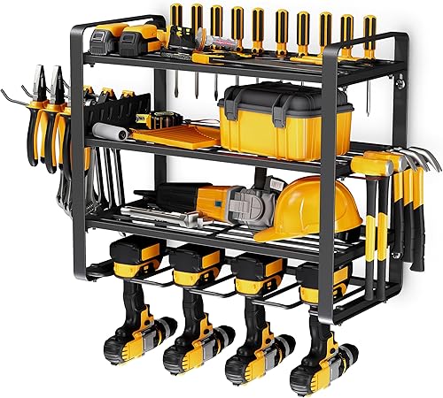 Zhirxo Organizador de herramientas eléctricas, soporte de pared para 4 taladros (4 capas)