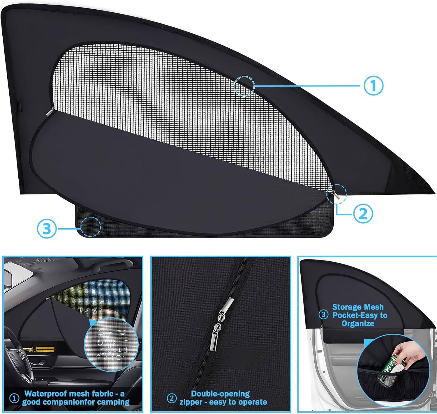 XCBYT 2023-2024 Honda CRV Sunshade Dual Purpose Car Window Covers with Breathable Mesh Insulate Heat 99% Sun UV Blackout Keeps Cool Privacy Curtains for Breastfeeding, Napping, Dressing, Camping