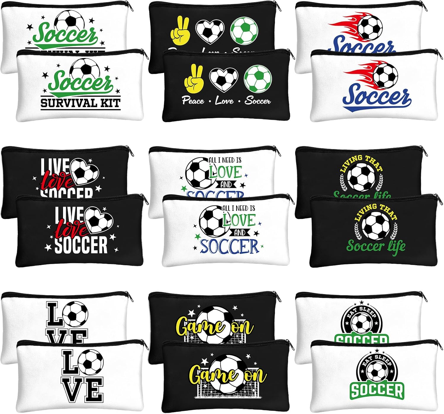 Sweetude 18 Pcs Soccer Gifts Soccer Makeup Bag Toiletry