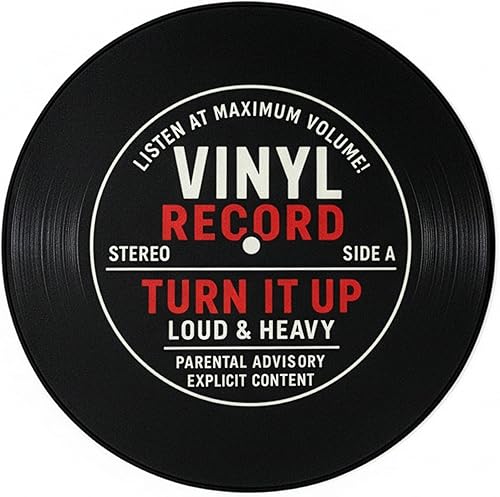 Miniatura 1 de Alfombra redonda para discos de vinilo de 3 x 3 pies, alfombra redonda con temática musical para dormitorio, estudio o aula, alfombra retro para