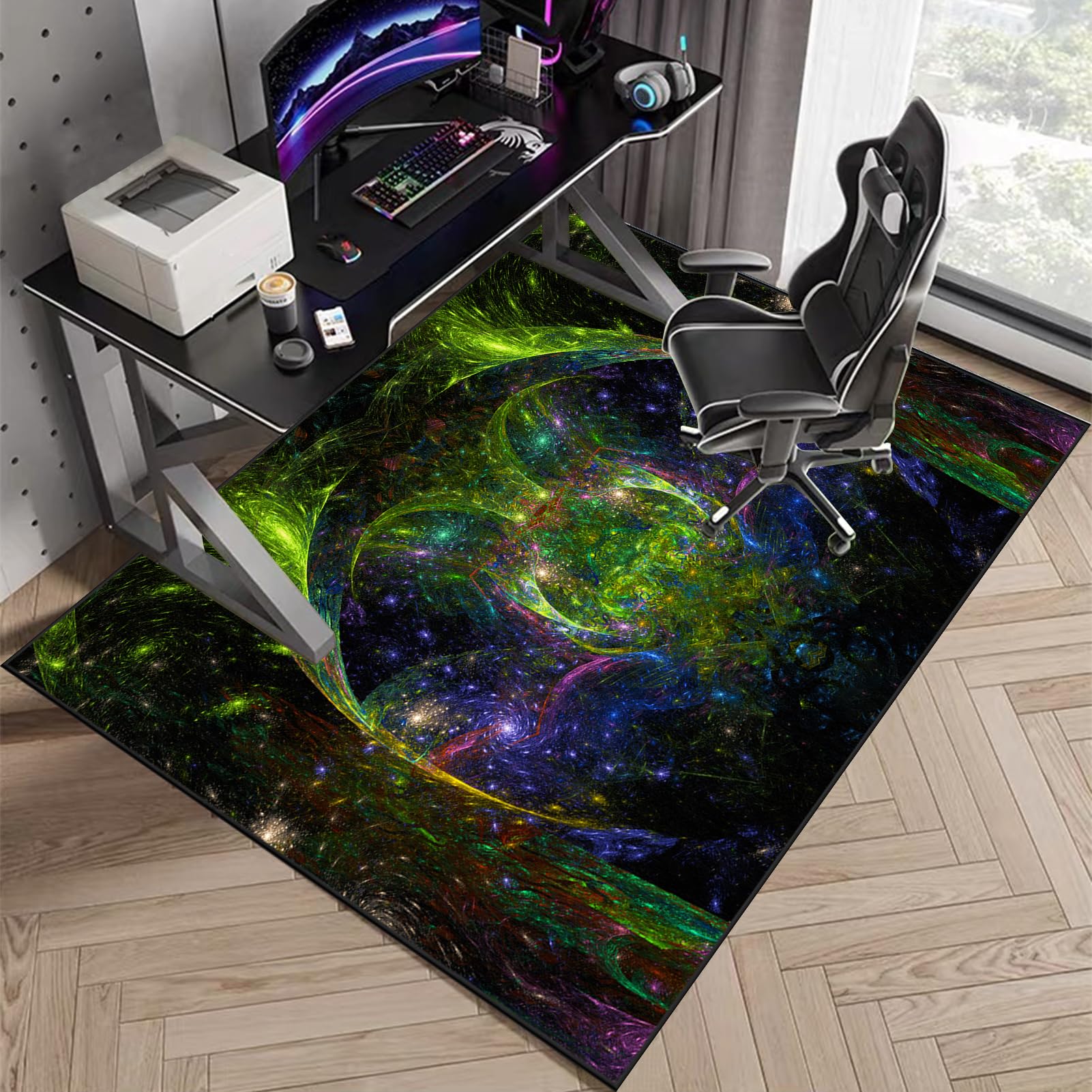 Bodenschutzmatte Gaming Bürostuhl Unterlage Gaming-Stuhl-Unterlage Schreibtischunterlage rutschfest Gaming Teppich Stuhlunterlage Bürostuhlunterlage Bodenmatte für Stühle 140 x 160 cm
