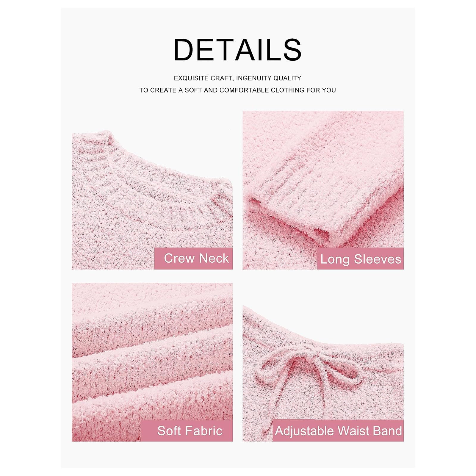 Damen Zweiteiler Flauschiges Fleece Langarm 2-Teiliges Loungewear-Outfits Pullover Hosen Pyjama-Sets Sport Set Yoga Bekleidung Hosenanzug Festlich Sommer Sachen Teenager Mädchen Ballkleider Lang