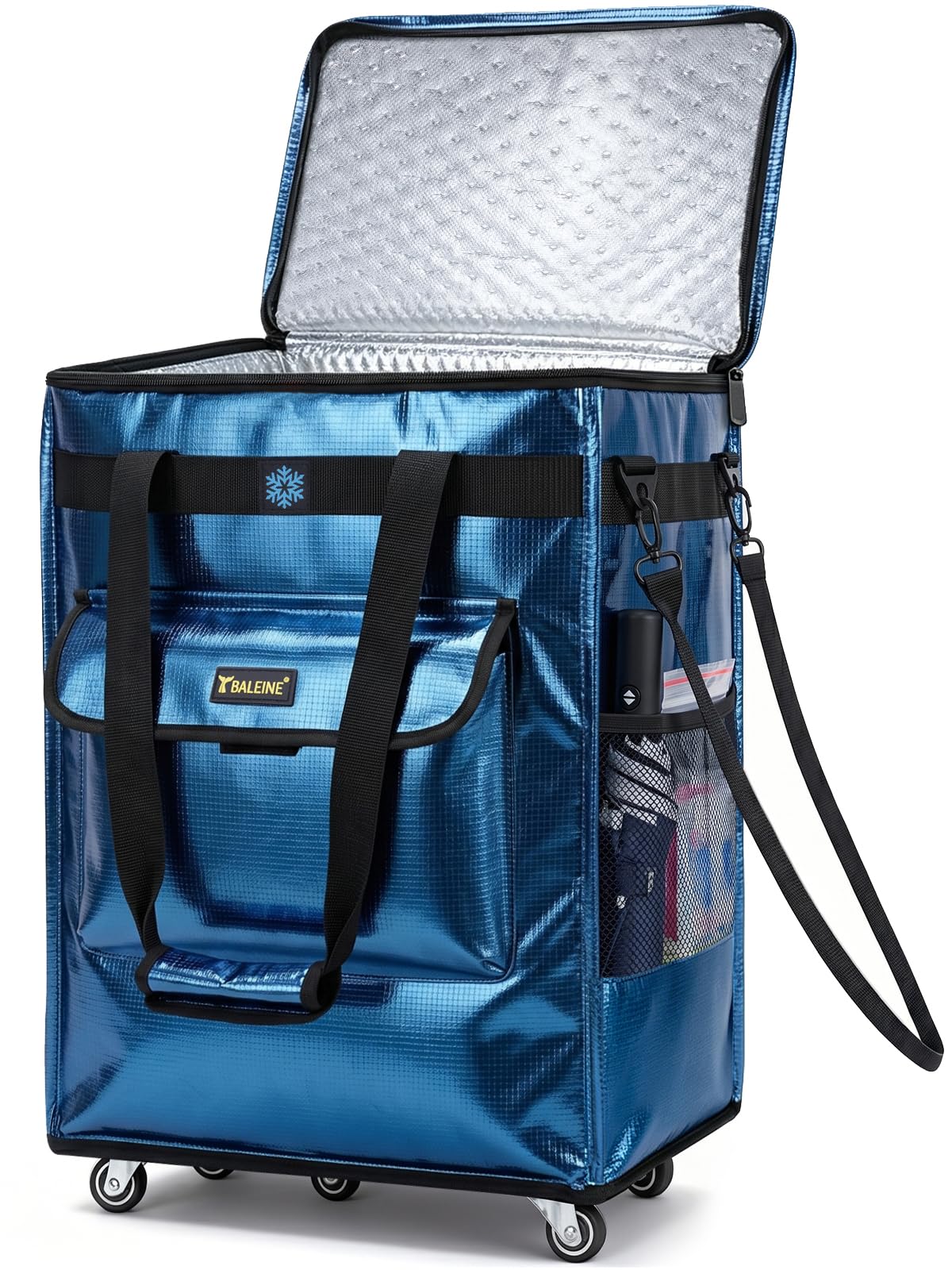 BALEINE Reusable Grocery Bag on Wheels, Foldable Rolling Tote Bag